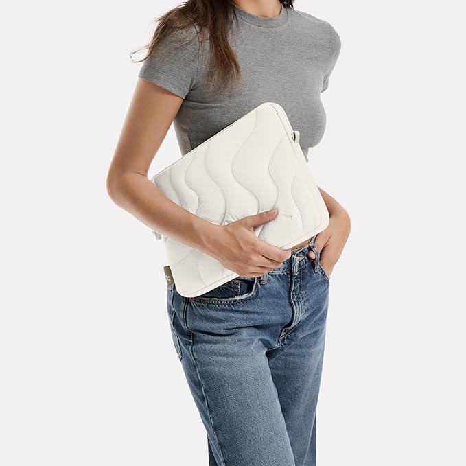 tomtoc 360 Protective Puffy Laptop Sleeve for 13-inch MacBook Air M4(2025)/M3/M2/M1 A3240 A3113, MacBook Pro M2/M1, iPad Air (M3/M2)/Pro M4, Quilted Soft Puffer Bag for 13-inch Surface Pro Copilot+PC