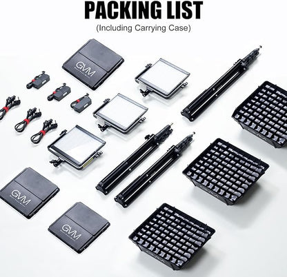 GVM 800D RGB Photography Lighting Kits with 3 Softboxes, 3 Packs Studio Lights with Bluetooth Control, YouTube Video Light with Upgrade18 Lighting Scenes, led Panel Lights for Video Recording