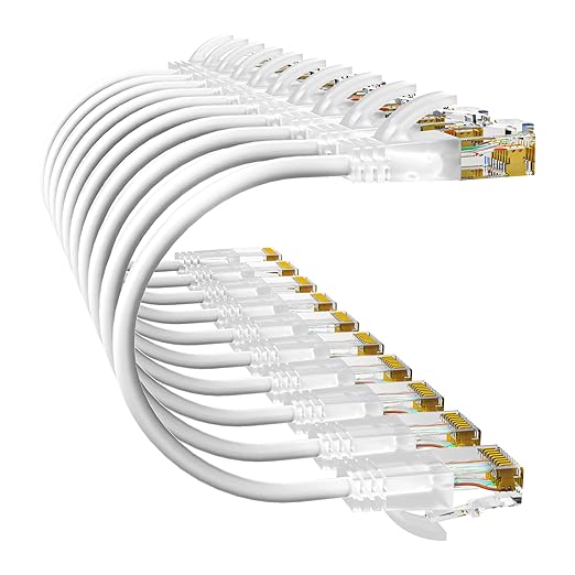 10Gsupxsel Cat6a Patch Cables 7ft (10 Pack) Slim, Cat6 Ethernet Patch Cable Pure Copper, Flexible Cat 6 Patch Cable 550MHZ 10G, Space-Saving Cat 6A Network Cables for Patch Panel, White