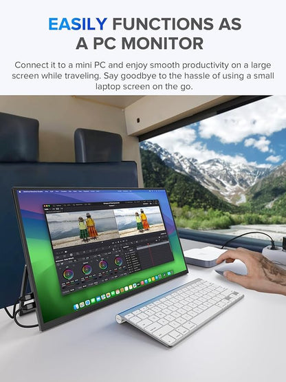 UPERFECT 22" QLED 2K Portable Monitor w/VESA & 180° Adjustable Stand, 2560×1440 QHD FreeSync IPS HDR Gaming Display, USB-C HDMI Travel Second Monitor for Laptop, Switch, Phone