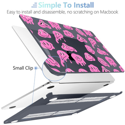 MEEgoodo Case for M5/M4/M3/M2 MacBook Air 13.6 inch 2026 2025 2024 2022, Fit Model A3449/A3240/A3113/A2681, Case Compatible with MacBook Air 13 inch, Pink Groovy Emoji