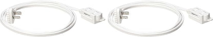 Amazon Basics 6 foot 2-Prong Indoor Rectangle Extension Cord Power Strip - Flat Plug - 13 Amps, 1625 Watts, 125 VAC - 2-Pack, White