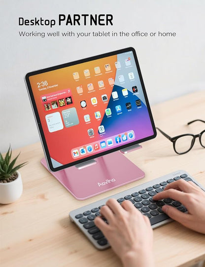 Tablet Stand Holder for Desk, Adjustable Desktop Tablet Holder, Foldable Aluminum Tablet Mount for iPad pro 12.9, iPad Air Mini, Samsung Galaxy Tabs Z Fold Kindle Fire,4-12 inch, Rose Gold