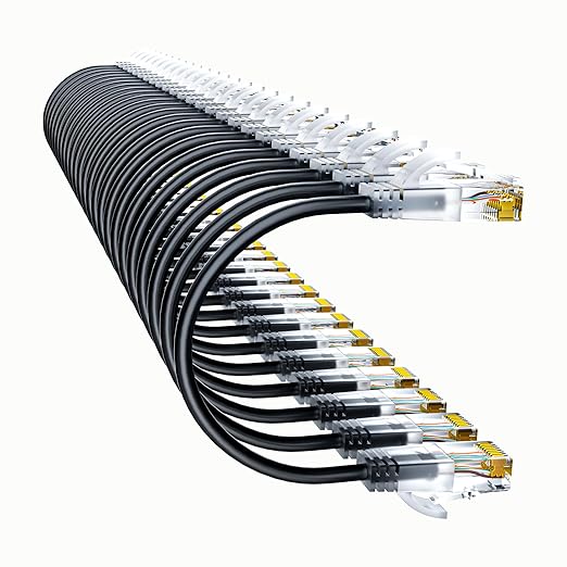 10Gsupxsel Cat6a Patch Cables 1ft (24 Pack) Slim, Cat6 Ethernet Patch Cable Pure Copper, Flexible Cat 6 Patch Cable 550MHZ 10G, Space-Saving Cat 6A Network Cables for Patch Panel, Black
