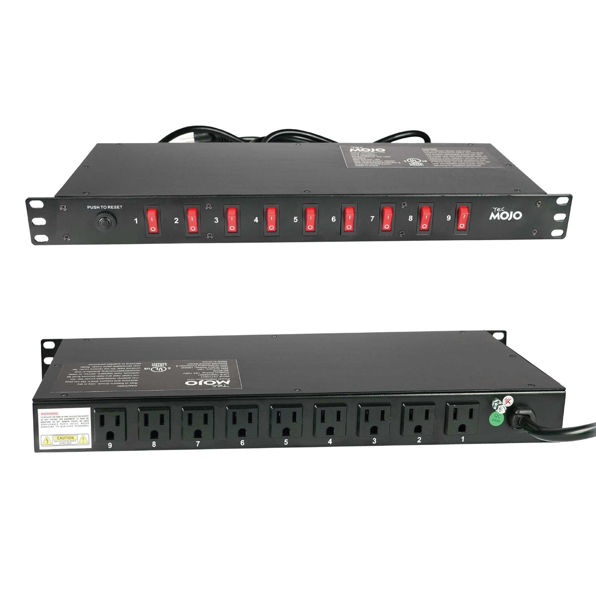 Tecmojo 1U Rack-Mount Horizontal 8-Outlet PDU, UL Listed PDU with Surge Protection LED Indicators 6ft Cord Power Distribution for IT and Network Server Racks(SKU# 13110801)