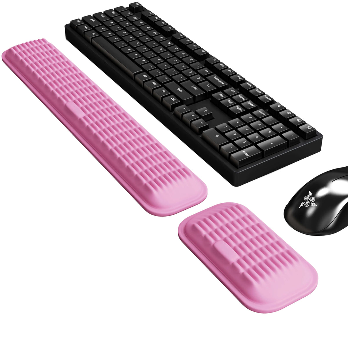 MEKASS Ergonomic Wrist Rest for Keyboard and Mouse, Soft Memory Foam Keyboard Wrist Rest Set with Non-Slip Silicone Base, Easy Typing, Pain Relief, Comfort for Office, Work, Gaming (White)