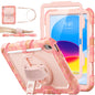 SEYMAC stock Case for iPad (A16) 11th/10th Generation 11''/10.9'' 2025/2022, Full-Body Drop Protection Case with Screen Protector &360° Rotate Hand Strap/Stand, Pink+Black