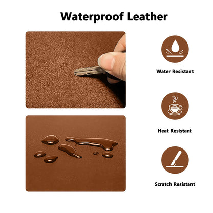 PU Leather Desk Pad Protector Gaming Mouse Pad Non Slip Desk Mat for Keyboard and Mouse Waterproof Desk Writing Pad for Office and Home Desk Accessories(Brown, 47.2 * 17.7)
