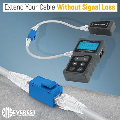 Everest Cat6 RJ45 Keystone Coupler (6-Pack) in Blue - RJ45 Coupler - Cat 6 Couplers - Female to Female Cat6 Keystone Jacks - Ethernet Couplers - Ethernet Cable Extender