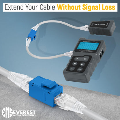Everest Cat6 RJ45 Keystone Coupler (48-Pack) in Blue - RJ45 Coupler - Cat 6 Couplers - Female to Female Cat6 Keystone Jacks - Ethernet Couplers - Ethernet Cable Extender