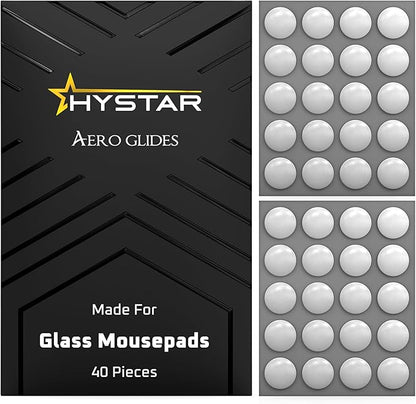 Hystar® Aero Glides | 40 Dot Mouse Skates for Glass Mousepad | High-Density PTFE | Rounded and Polished for Quiet Use