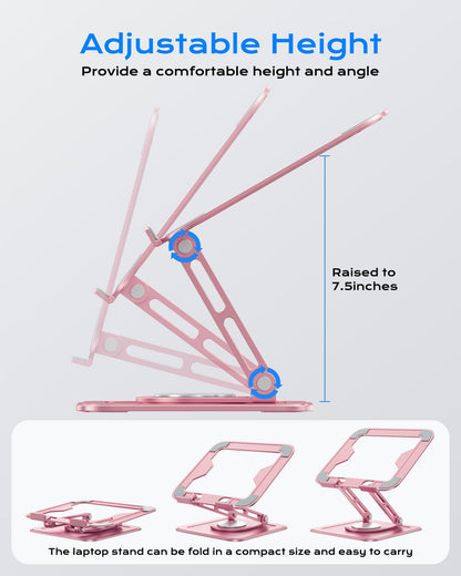 LOXP Adjustable Laptop Stand, Computer Stand with 360 Rotating Base