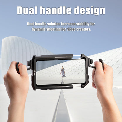 Foto4easy Universal Smartphone Video Rig,Aluminum Cell Phone Video Stabilizer with Dual Handle Grip Kit for iPhone for Samsung for Pixel and Other Android Phones,Cold Shoe