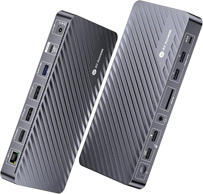 Docking Station Triple Monitor, 4K@60Hz (2 DP + 1 HDMI), 100W Laptop Charging, 10Gbps USB-C/A, Ethernet, Audio, SD, Plug & Play USB-C Dock for MacBook/Chrome/Dell/HP/Lenovo