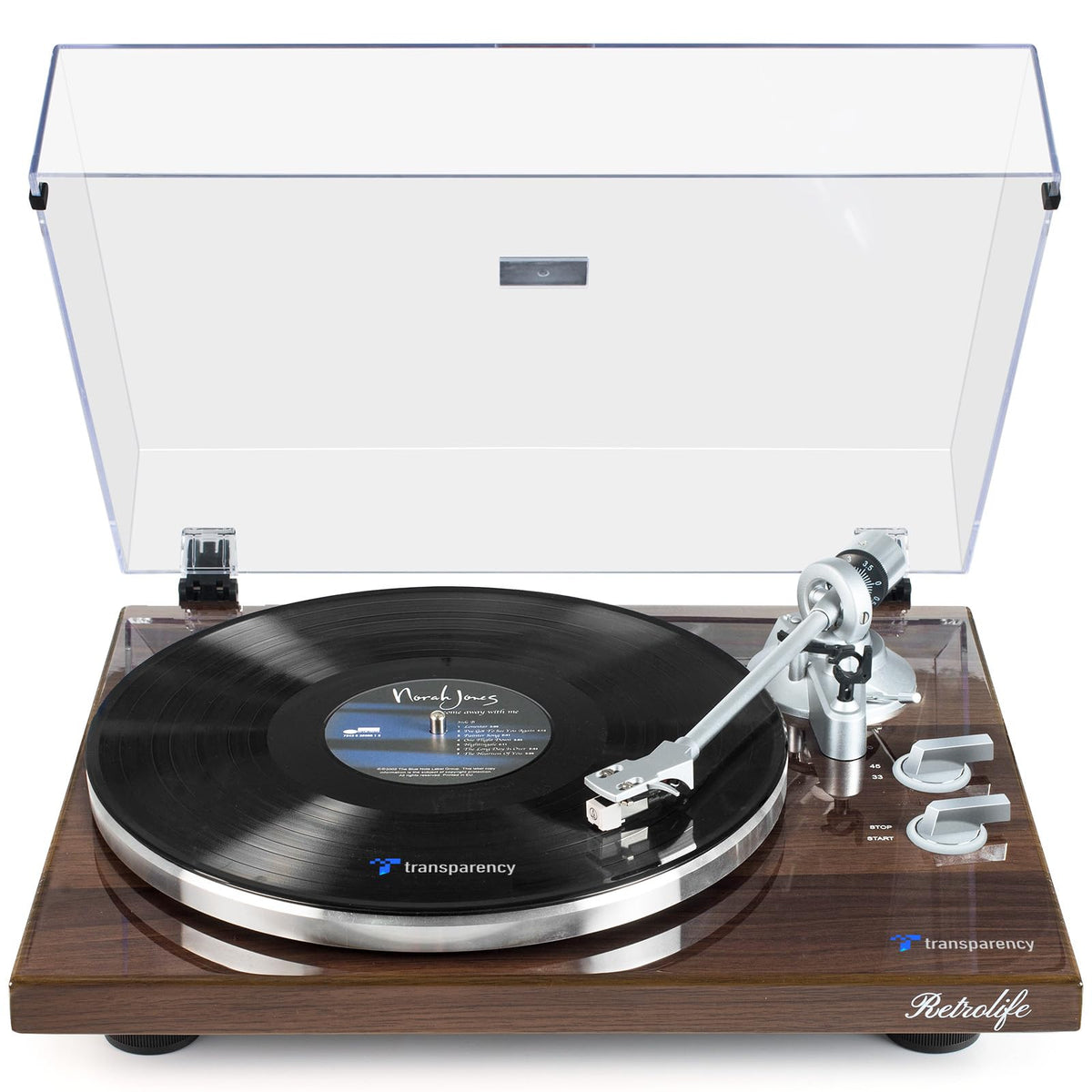 Retrolife® Vinyl Record Player with BT Wireless Output,Bark Brown Turntable