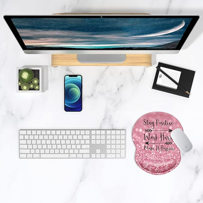 ITNRSIIET Ergonomic Mouse Pad with Gel Wrist Support Small Wrist Rest Smooth Surface Non-Slip PU Base Comfortable Office Supplies Pain Relief, 8.7 x 7.2 inches, Pretty Inspirational Quotes