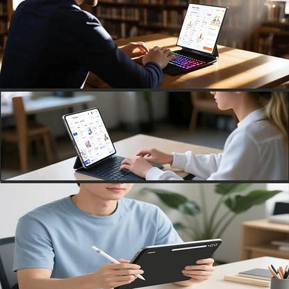 Magic Keyboard Case for Samsung Galaxy Tab S10+ Plus/S9+ Plus/S9 FE+ Plus/S8+ Plus/S7+ Plus/S7 FE 12.4 Inch, Rainbow Color Backlit Keyboard - Multi-Touch Trackpad - Floating Cantilever Stand, Black