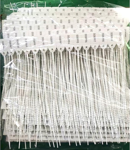 Plastic Tamper Seals, Zip Ties for Fire Extinguishers Pull Tite Security Tags Numbered Disposable Self-Locking Tie 250mm Length (100 PCS, White)