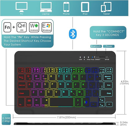 DETUOSI Backlit Keyboard Case for Samsung Galaxy Tab A7 Lite 8.7" 2021 (SM-T220/T227U) with S Pen Holder, 3 Viewing Angles Folio Leather Book Cover with Magnetic Closure + Wireless Keyboard Detachable