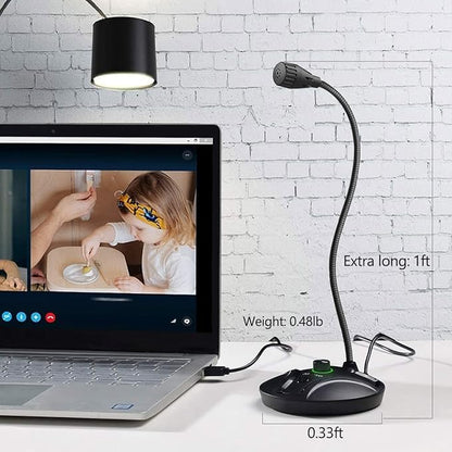 JOUNIVO USB Computer Microphone JV605 PRO with Mute Button & Volume Knob Compatible with PC Laptop Desktop Mac PS4, Play & Plug Gooseneck Mic Recording for Gaming, Streaming, YouTube, Vocal