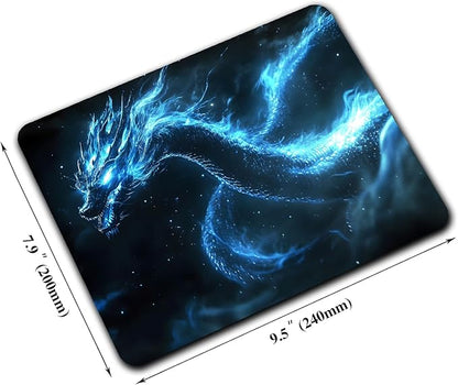 Witchy Blue Japanese Dragon Custom Mouse Pad with Non-Slip Rubber, Small Square Design for Wireless Laptop & Computer Mouse Pads for Desk, 9.5 x 7.9 inch Smooth Surface for Gaming & Office