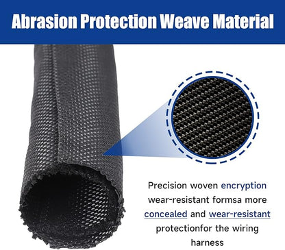 Wire-Loom-Tubing Black Self Wrapping Sleeving Cord Management Protector Coverage for Cables/Wires Harness/Hose/Pip (1/4" - 54 Feet)