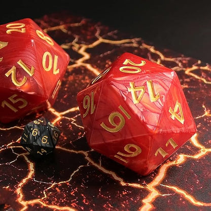 20 Sided DND Dice,D20 Giant Polyhedral Dice,55mm Titan Large Pearl Color D20 Dice,20 Sided Cube D&D Dice Set for Dungeons and Dragons, RPG, MTG Table Games(Red-Pearl Series)