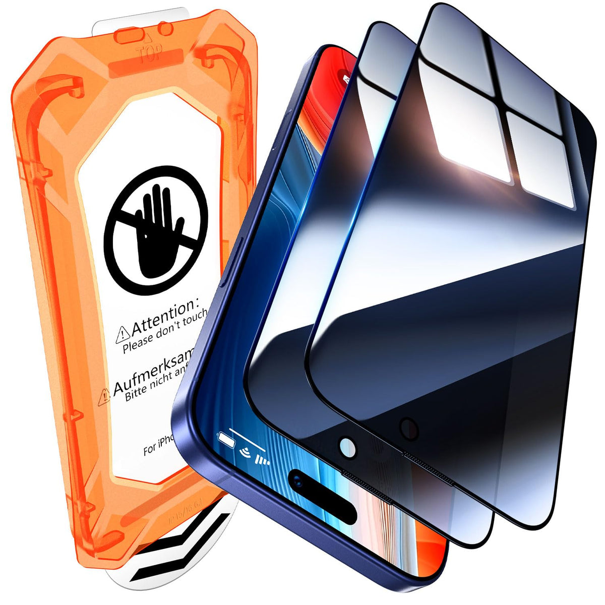 UniqueMe for iPhone 15 / iPhone 16 Screen Protector - [Military Grade Shatterproof & 9H+ Hardness] Screen Protector 16/15 Tempered Glass Full Coverage Protection, Easy Installation, 2 Packs