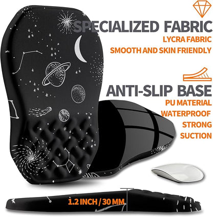 Ergonomic Slope Mouse Pad Wrist Support, Wrist Rest Mousepad for Carpal Tunnel Pain Relief with Massage Bulge and Slow Rebound Memory Foam (12x8 inch, Galactic System)