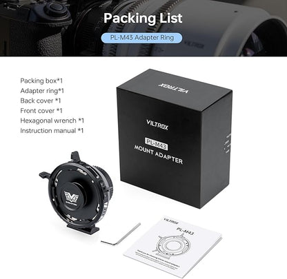 VILTROX PL-M43 Lens Adapter, Lens Converter Ring Camera Lens Mount Adapter Ring Compatible with PL Lens to M43 Series Mount Cameras Panasonic GH5,G1,GH1,GH4/Olympus EP1,EP2,EM1,EM