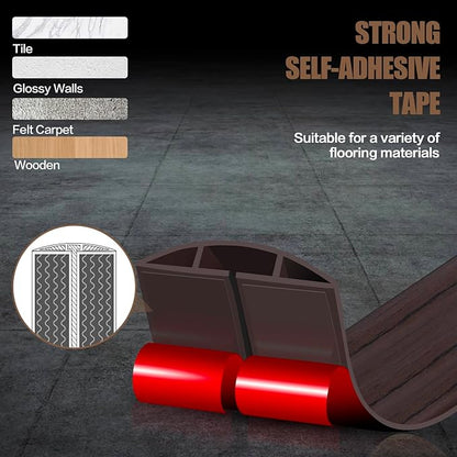 Floor Cord Cover Cavity 0.8"x0.37" Self Adhesive Cord Hider, 10FT Low Profile Cable Management, Extension Strip Protector for Wires, Prevent Cable Trips for Offices, Gyms, Exhibitions（Black Wood）
