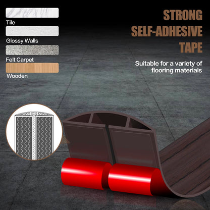 Floor Cord Cover Cavity 0.8"x0.37" Self Adhesive Cord Hider, 10FT Low Profile Cable Management, Extension Strip Protector for Wires, Prevent Cable Trips for Offices, Gyms, Exhibitions（Black Wood）