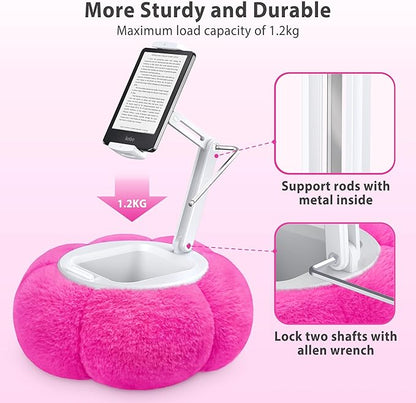 CreaDream Pumpkin Tablet Pillow Stand Holder for Kindle iPad, Adjustable Phone Pillow Stand for Lap Bed with Detachable Snack Bowl, Compatible with 4.7"-13" Tablet, iPad, iPhone, Samsung Tabs, Kindle
