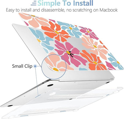 MEEgoodo for MacBook Air 13 inch Case 2021 2020 2019 2018 Released A2337 M1 A2179 A1932 with Touch ID, Plastic Hard Shell & Keyboard Cover Compatible with MacBook Air Case 13.3,Minimalist Style Floral