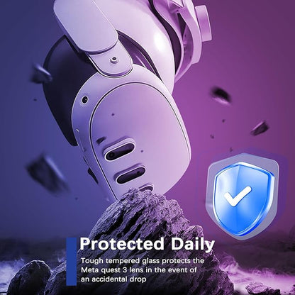 Camera Lens Protector for Oculus Meta Quest 3, Thin 9H Tempered Glass, Alloy Frame, Anti-Scratch, Case Friendly, High Definition, Silver