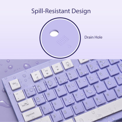 COLIKES Wired Keyboard, Ultra-Thin USB Wired Computer Keyboard, Low-Profile Keys, Spill-Resistant, Multimedia Keys, Compatible with Windows, Mac, Chrome, Linux, and Android-Purple