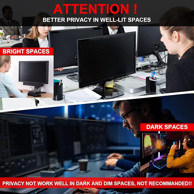 Magnetic Computer Privacy Screen Filter 21.5 Inch, Removable Hanging Aluminum Alloy Privacy Shield for 16:9 Widescreen Monitor, Anti Spy Anti Scratch Anti Glare Blue Light Screen Guard