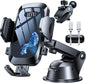 HTU [True Military-Grade] 2025 Upgraded Car Phone Holder 【Safety Certs & No Smell】 Cell Phone Holder for Car Mount for Dashboard Windshield Air Vent Long Arm Thick Case,Navy Blue
