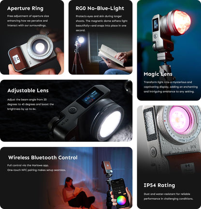 HARLOWE Iris 5 Spectra RGBW LED Video Light, Mini Creator Studio Light
