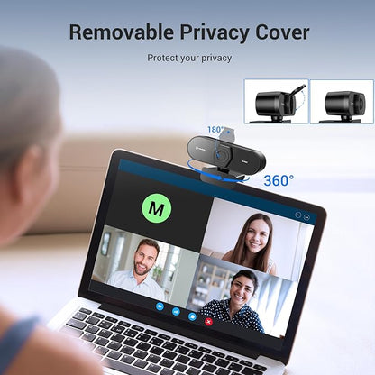 N newline 4K Webcam for PC, PDAF/CDAF Autofocus, 1080P@60FPS, 79° FOV, Auto Light Correction, 2 Noise Reduction Mics, Privacy Cover, USB-A, Streaming Camera for Skype, Teams, Online Meeting, NewEye 62