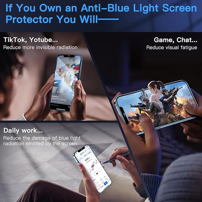 Uyiton Anti-Blue Light for iPhone 12 Pro Max Screen Protector - Unbreak-Glass Full Coverage Case Friendly Scratch Resistance 9H Tempered Glass Screen Protector for iPhone 12 Pro Max, 2 Pack