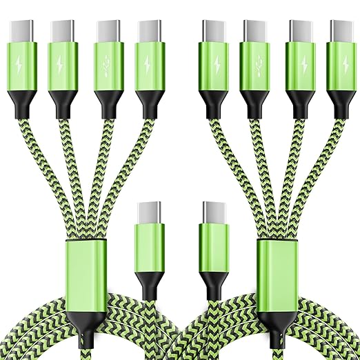 USB C Splitter Multi Charging Cable for Multiple Devices, Fast Charging 4 in 1 Charging Cord, 2Pack 5 FT USB C Phone Charger Cable with 4 Type-C Ports for iPhone 16 15 Pro Samsung S24 S23