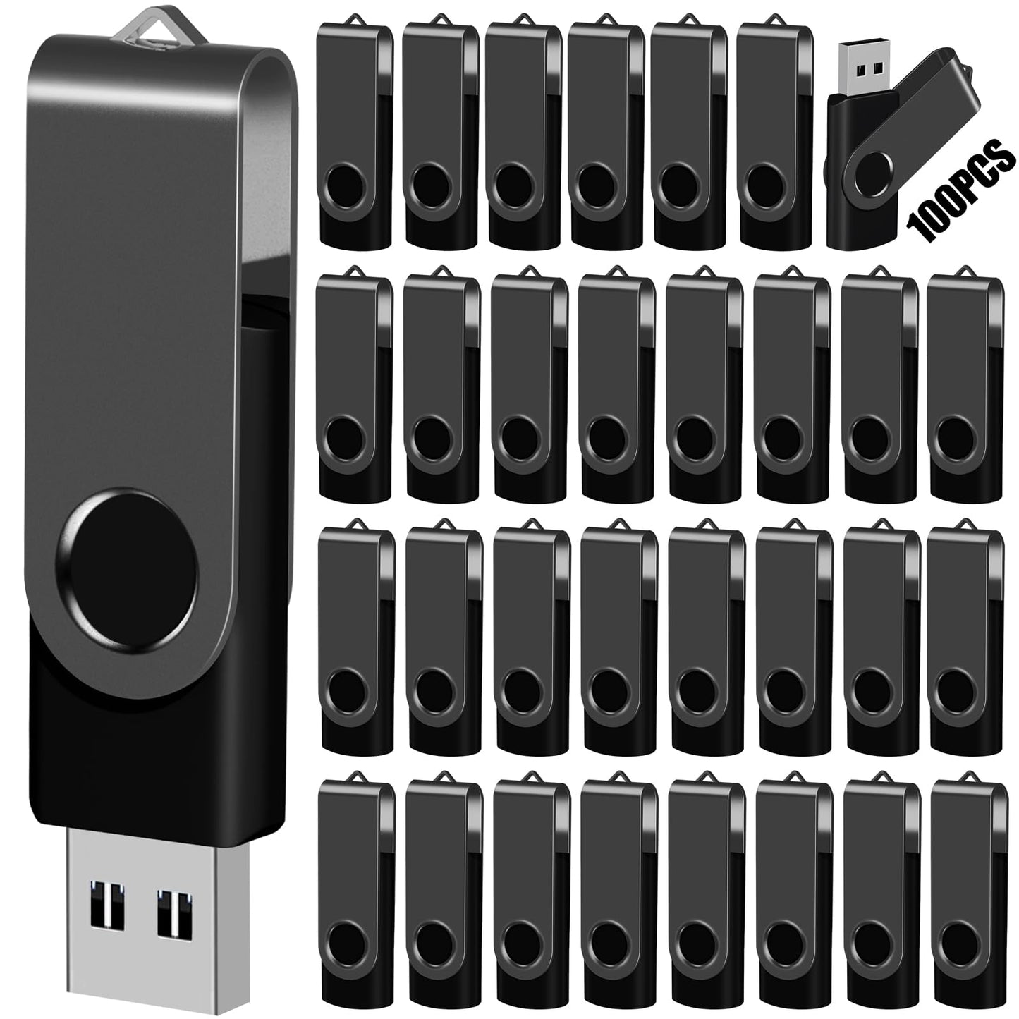 4GB 100-Pack USB Flash Drives Bulk EASTBULL USB 2.0 Thumb Drive,Black