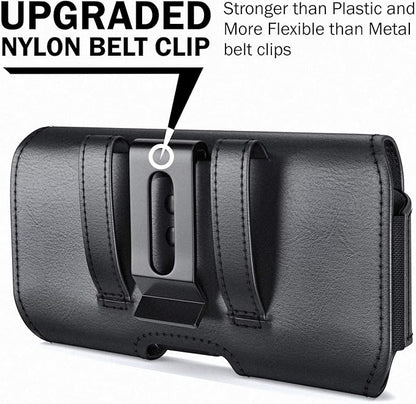 DeBin Case for Large iPhone Plus, Pro Max Cell Phones, Samsung Galaxy S24+ Plus 5G to S10+ Plus Smartphones – Cellphone Belt Holder Clip Holster Carry Pouch Man Women (Fits Phone with Case on) Black