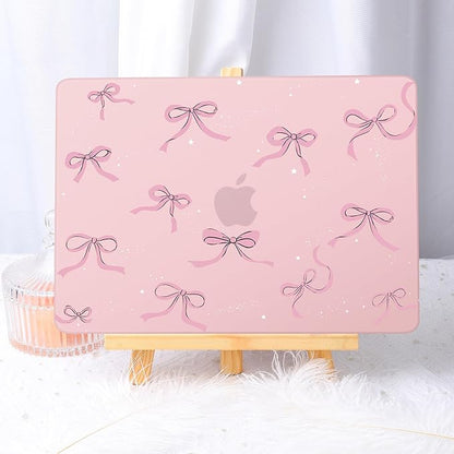 May Chen for MacBook Air 13.6 inch Case A3240 M4 A3113 M3 A2681 M2 with Retina Dispaly, 2025 2024 2023 2022 Release, Plastic Hard Shell Case with Screen Protector & Keyboard Cover, Chalk Pink Bow