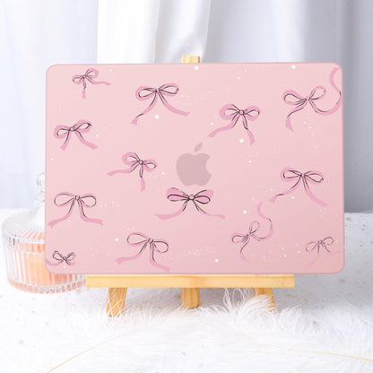 May Chen Case for MacBook Air 13/13.6 inch M5 A3449 M4 A3240 M3 A3113 M2 A2681, 2026 2025 2024-2022, Plastic Hard Shell with Keyboard Cover & Screec Protector, Chalk Pink Bow