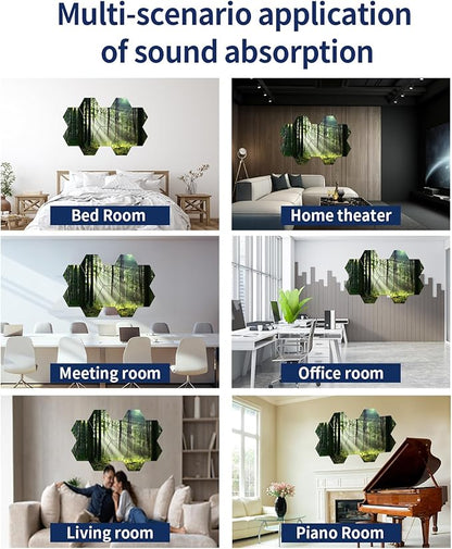 Mollywell Art Acoustic Panels, Soundproofing, Wall Decoration, Suitable for Decorative Soundproof Wall Panels, Room Aesthetics & Echo Reduction (Forest Summer), 12x10x0.4 Inch