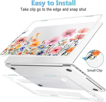 Mektron Case for MacBook Pro 16" M4 A3403 A3186 M3 A2991 M2 A2780 M1 A2485 (2021/2023/2024) Pro/Max with Touch ID, Hard Shell Plastic Laptop Cover Keyboard Cover Screen Protector, Floral P165