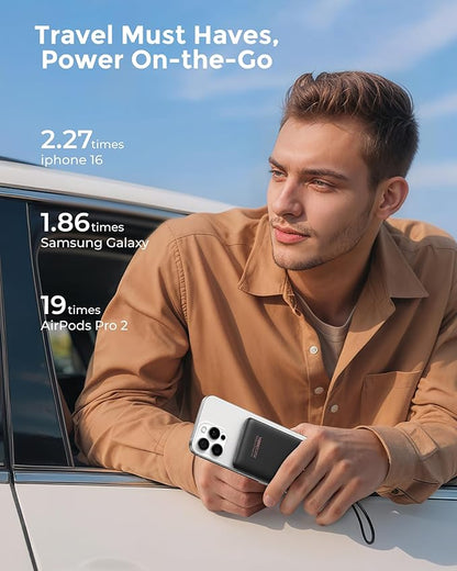 VEEKTOMX Mini Portable Charger 10000mAh, 22.5W Fast-Charging Portable Power Bank Ultra Slim & Lightweight 3 Output Ports Travel Battery Pack Compatible with iPhone/Samsung/One Plus, Travel Must-Have