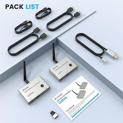 Wireless HDMI Transmitter and Receiver 4K, ULNA 328FT/100M Wireless HDMI Extender Live Streaming Video/Audio, Plug & Play Ultra-Low Latency for Video and Audio to Monitor from PC/Projector/TVBox